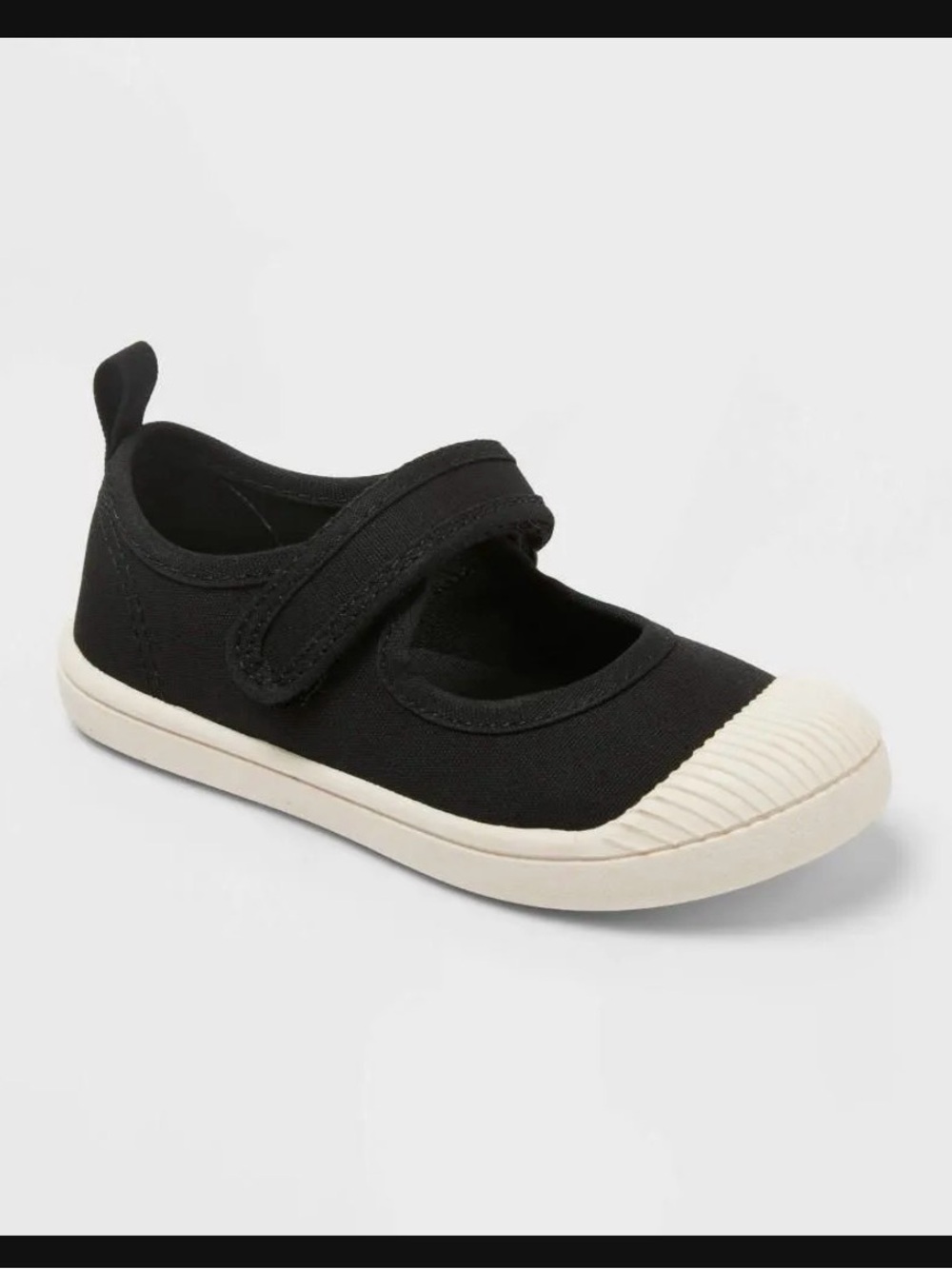 Cat & Jack Kids Black Mary Jane Canvas Sneakers with Hook-and-Loop Strap